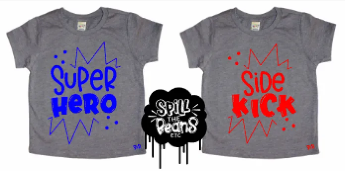 Super Hero or Sidekick Sibling Pregnancy Announcement Bodysuit or Kids Tee