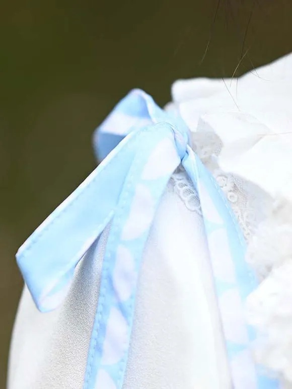 Sweet Lolita Overskirt Strawberry Pattern Light Sky Blue Lace Lolita Skirts