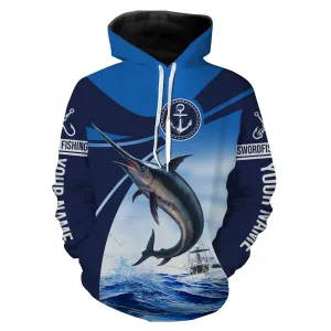 Swordfish fishing saltwater fish Custom name Swordfish fishing shirts jerseys  | Hoodie - NPQ903