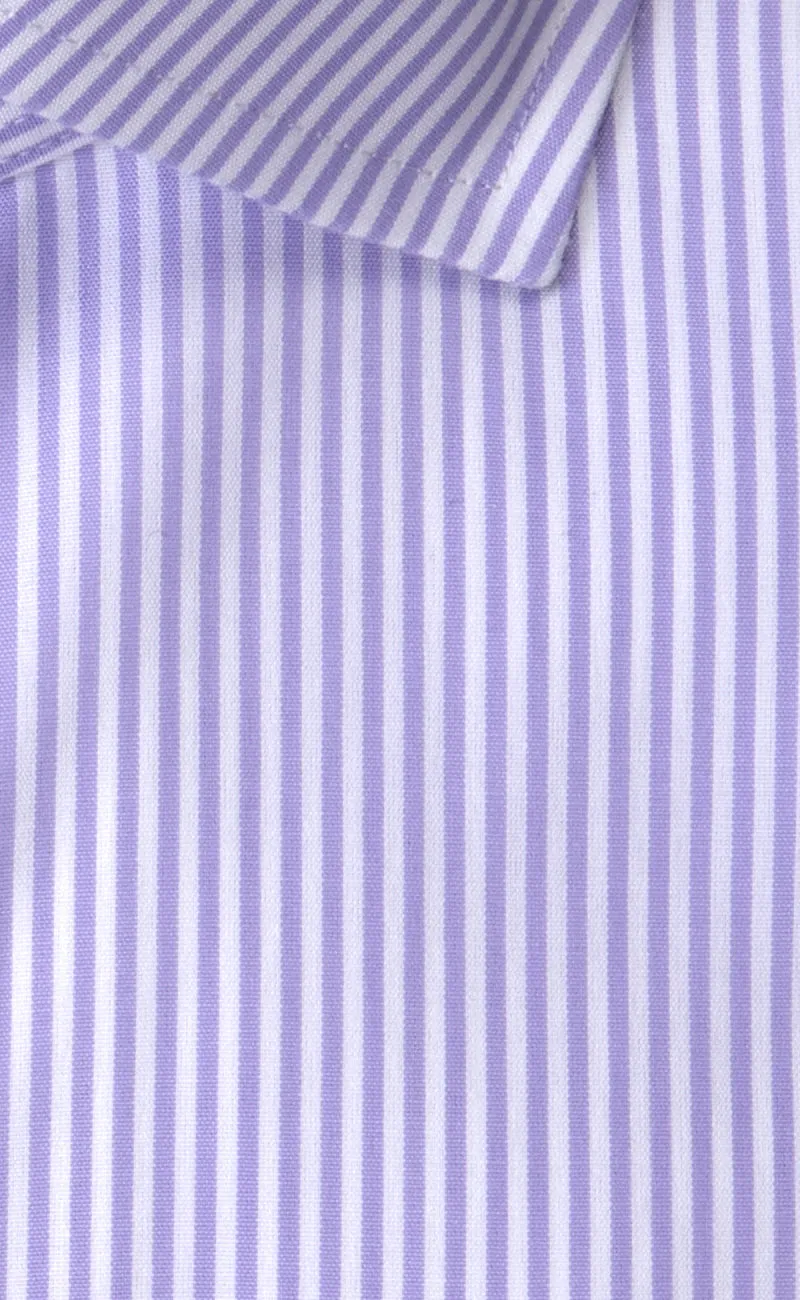 Tailored Fit Lavender Bengal Stripe English Spread Collar  Supima® Cotton Non-Iron Broadcloth Dress Shirt
