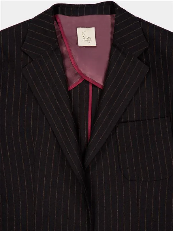 Tansy Coffee Bean Striped Blazer with Internal Detail