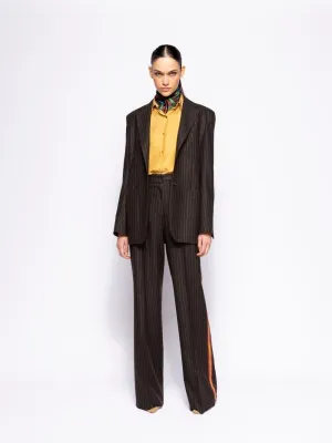 Tansy Coffee Bean Striped Blazer with Internal Detail