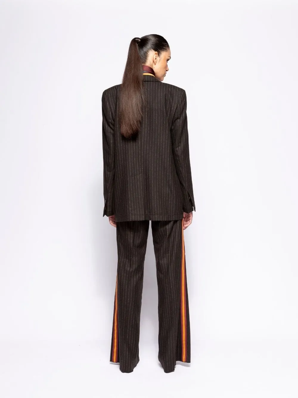 Tansy Coffee Bean Striped Blazer with Internal Detail