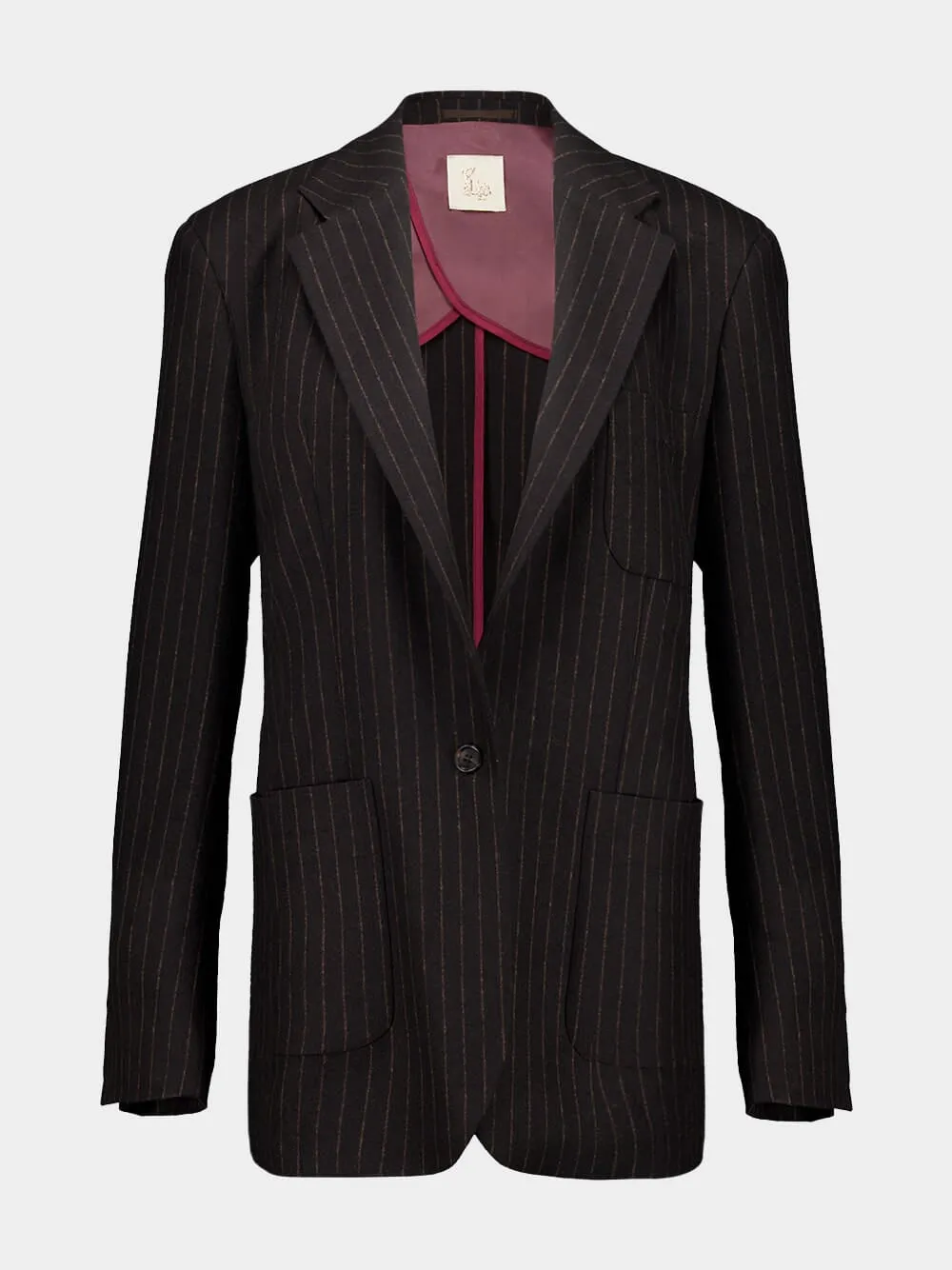 Tansy Coffee Bean Striped Blazer with Internal Detail