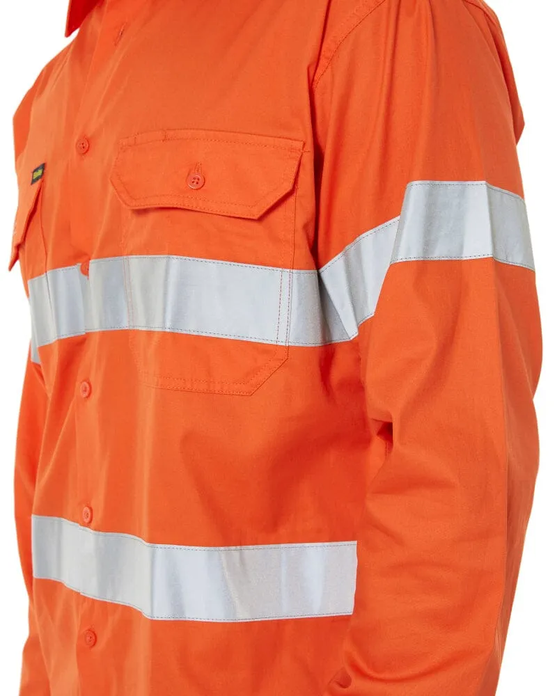 Taped Cool Lightweight Gusset Cuff Hi Vis Drill Shirt - Orange