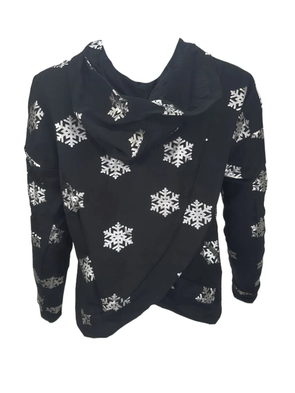 TEREZ Women's Black Snowflake Foil Hoodie #22207775 NWT