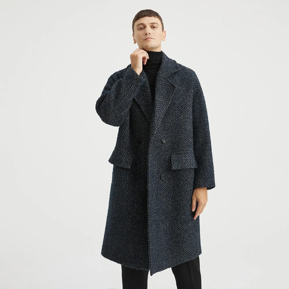 Textured Double-Breasted Overcoat