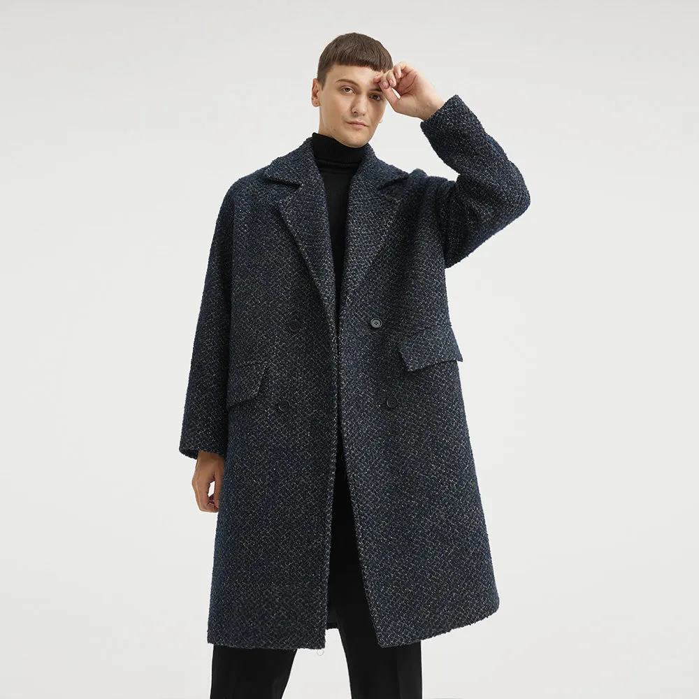 Textured Double-Breasted Overcoat
