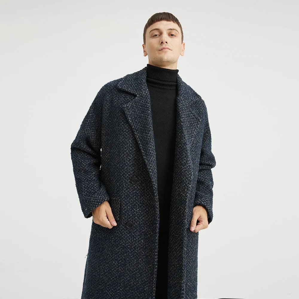 Textured Double-Breasted Overcoat