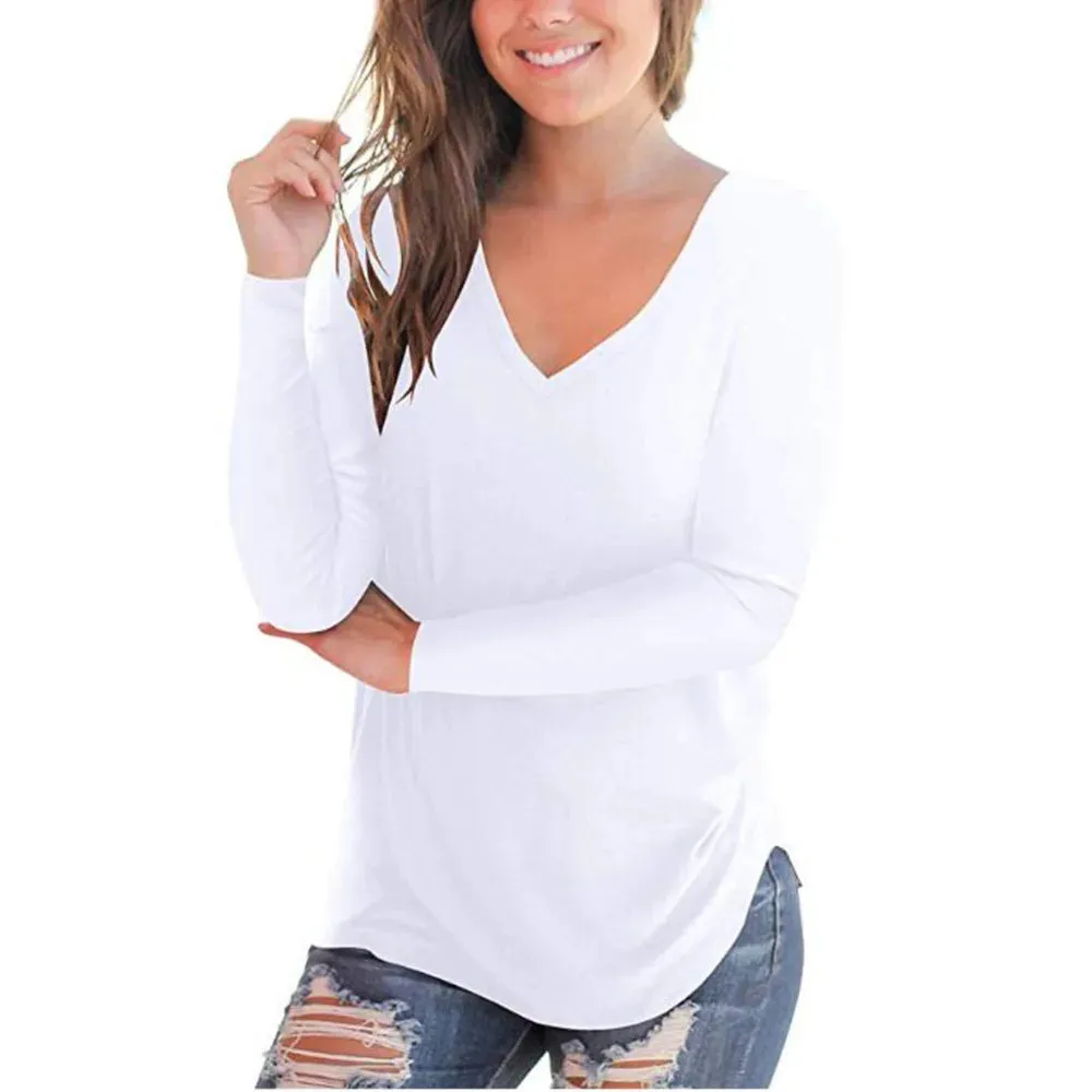The New V-collar Long-Sleeved T-shirt