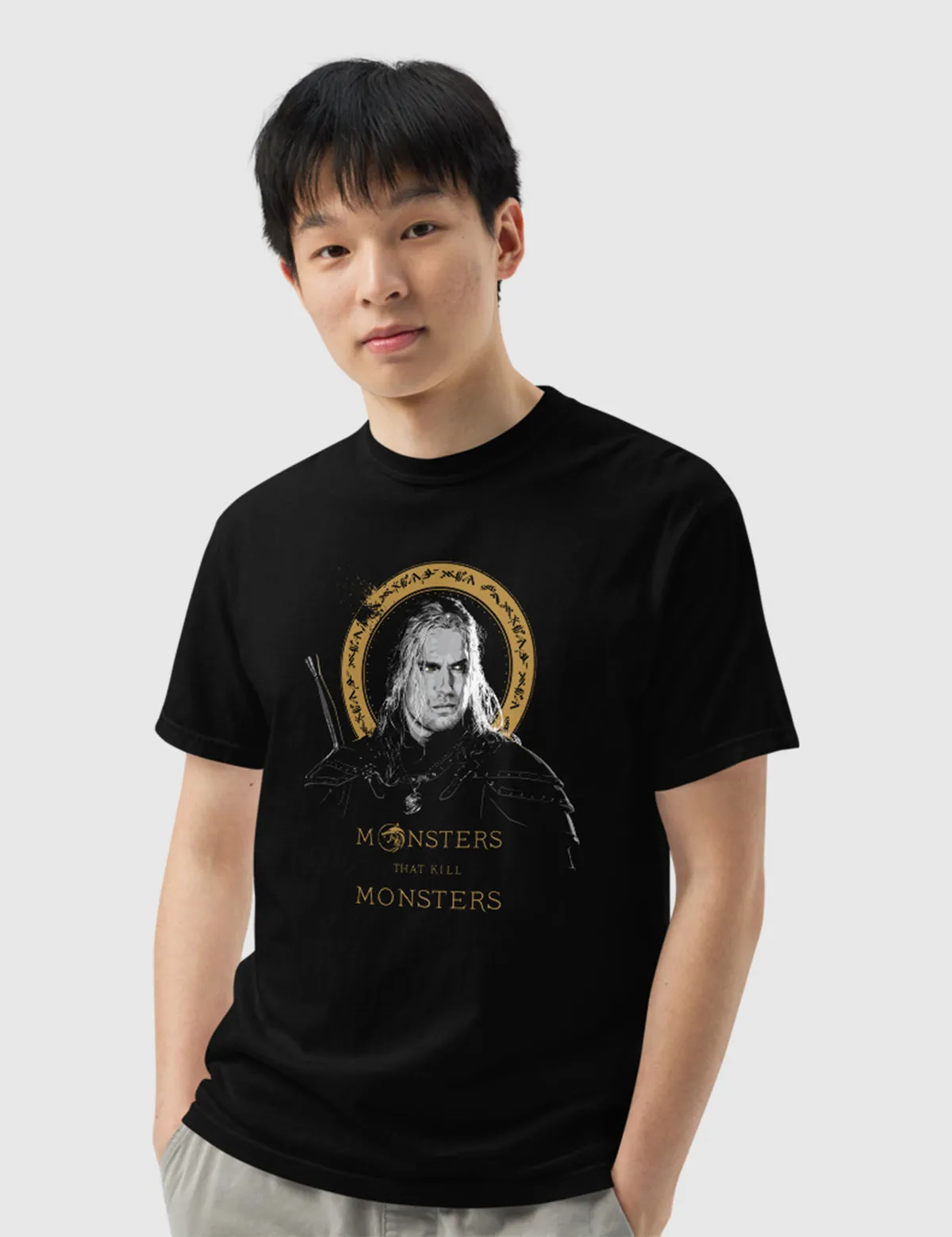 The Witcher Monsters That Kill Monsters Men’s Garment-dyed Heavyweight T-shirt [Black]