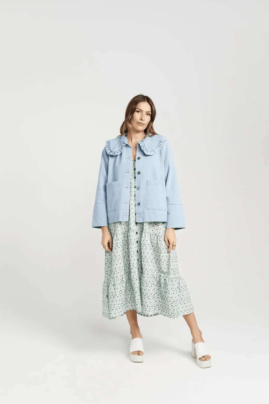 THING THING Embark Denim Shacket - Stone Wash Denim