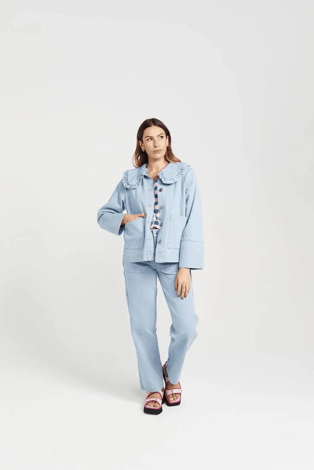 THING THING Embark Denim Shacket - Stone Wash Denim