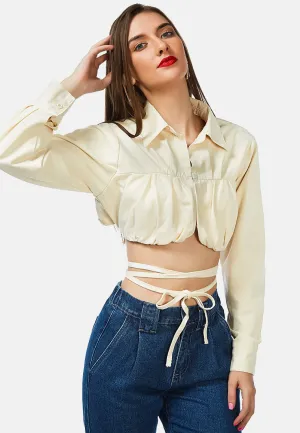 Tie Up Detail Cropped Shirt By Ruw