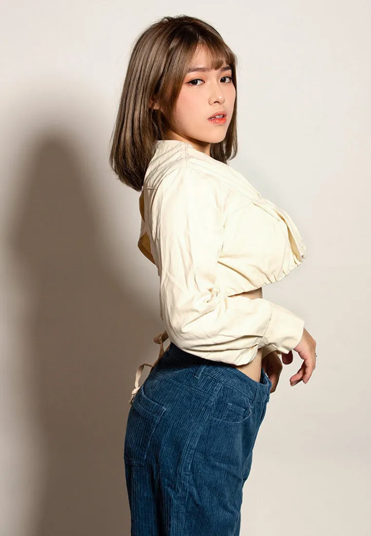 Tie Up Detail Cropped Shirt By Ruw