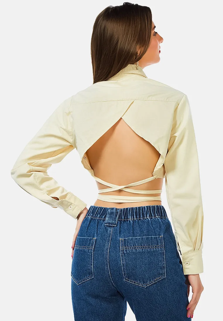 Tie Up Detail Cropped Shirt By Ruw