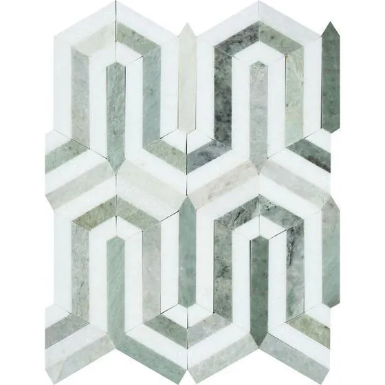 Tilefornia Berlinetta Thassos White & Green Marble Mosaic
