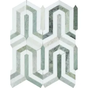 Tilefornia Berlinetta Thassos White & Green Marble Mosaic