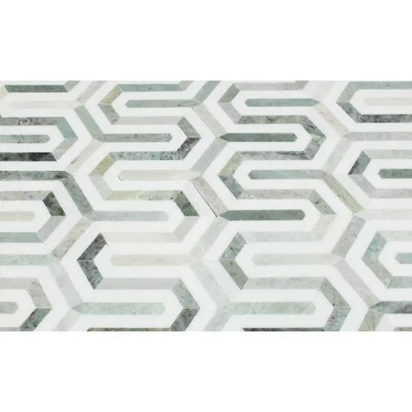 Tilefornia Berlinetta Thassos White & Green Marble Mosaic