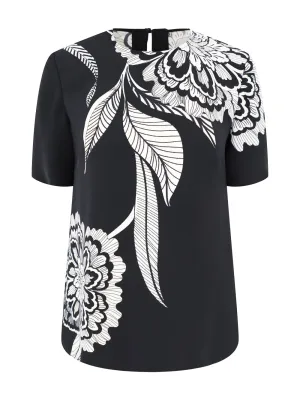 Trina Turk Sugar Hill Top in Black/Savanna Sand