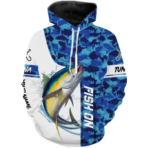 Tuna fishing blue sea camo saltwater Custom name fishing shirts jerseys  | Hoodie - NPQ871