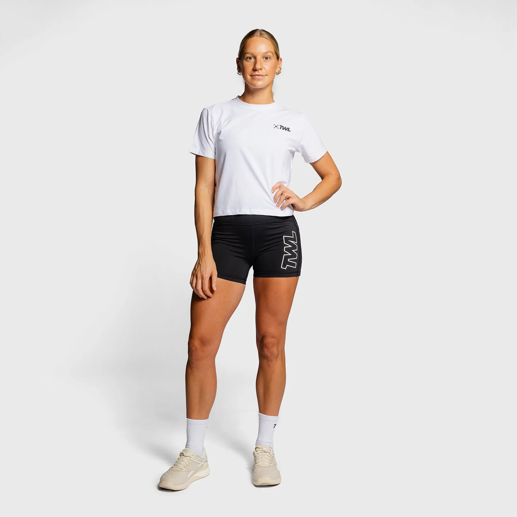 TWL - WOMEN'S EVERYDAY CROPPED T-SHIRT SL - WHITE/BLACK