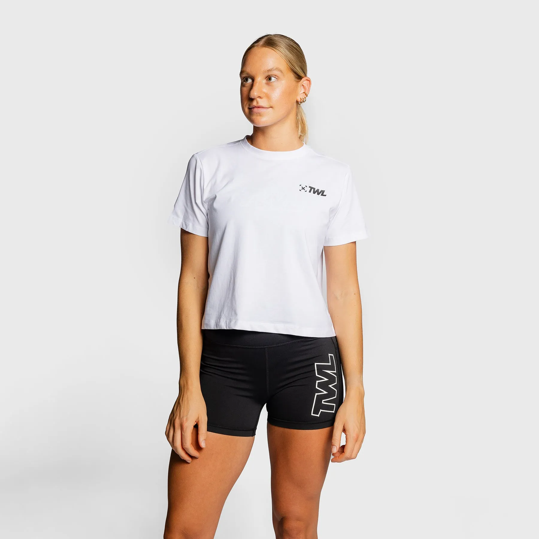 TWL - WOMEN'S EVERYDAY CROPPED T-SHIRT SL - WHITE/BLACK