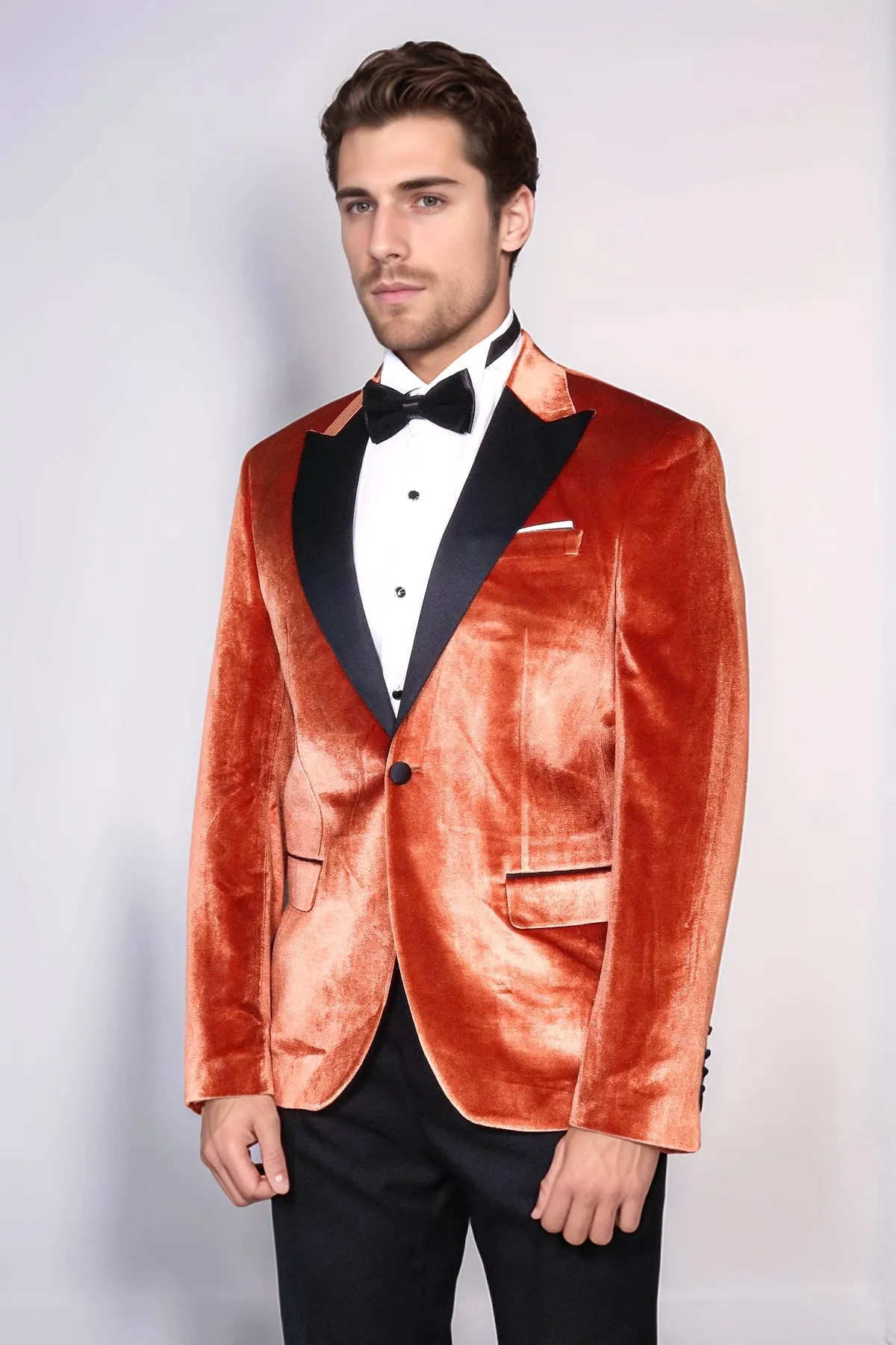 Velvet Slim Fit Single Button Tan Men Prom Blazer
