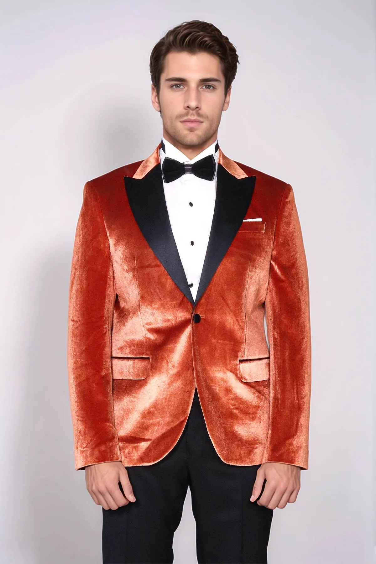 Velvet Slim Fit Single Button Tan Men Prom Blazer