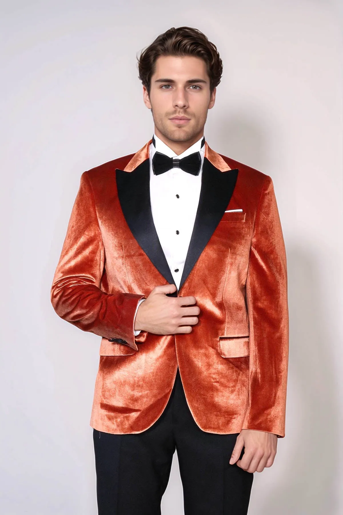 Velvet Slim Fit Single Button Tan Men Prom Blazer