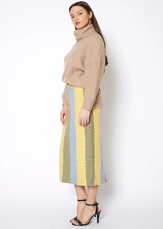 Vibrant Stripes Knit Midi Skirt