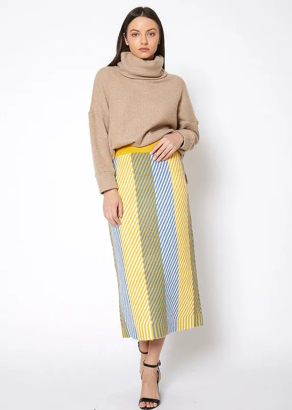 Vibrant Stripes Knit Midi Skirt