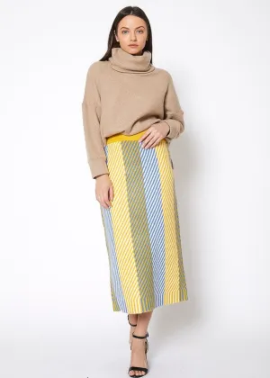 Vibrant Stripes Knit Midi Skirt