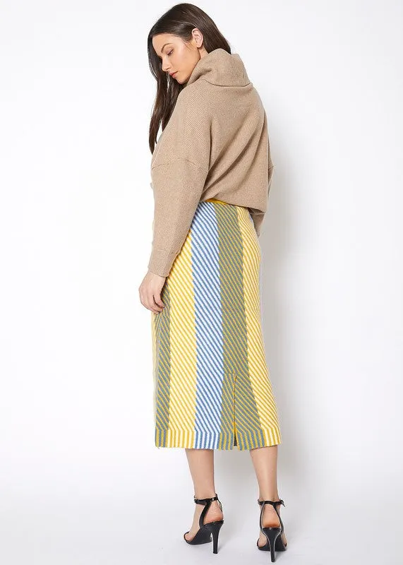 Vibrant Stripes Knit Midi Skirt