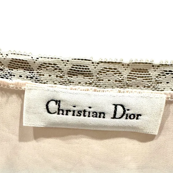 Vintage Christian Dior Full length Soft Pink Lace Trim Nightgown