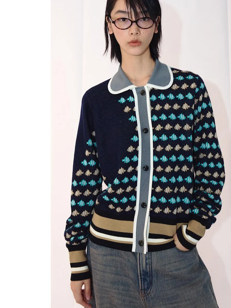 Vintage Goldfish Jacquard Cardigan