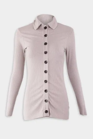 Viscose Rib Tunic Cardigan in Oatmeal