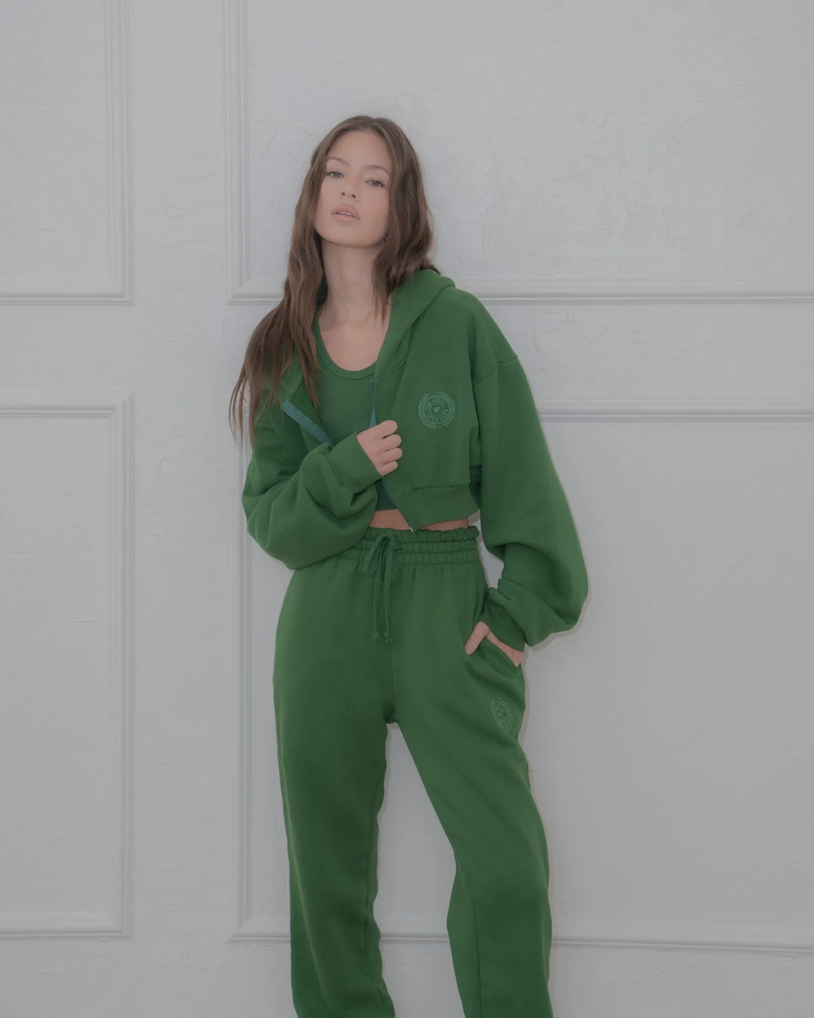 Vitals Cropped Zip in Emerald