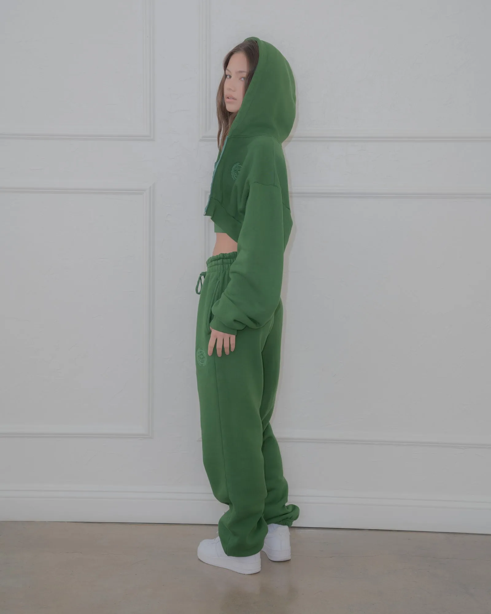 Vitals Cropped Zip in Emerald