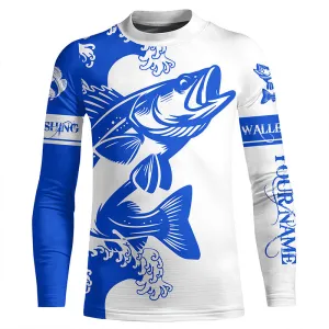Walleye fishing tattoo blue color Custom name fishing shirts jerseys | Kid Long Sleeves NPQ878