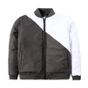 White & Olive Green Puffer Jacket