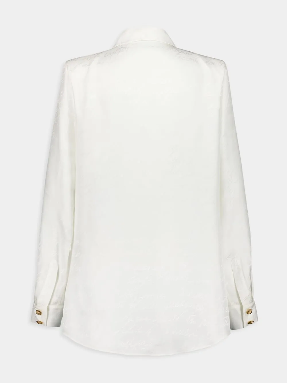 White Jacquard Long-Sleeve Shirt