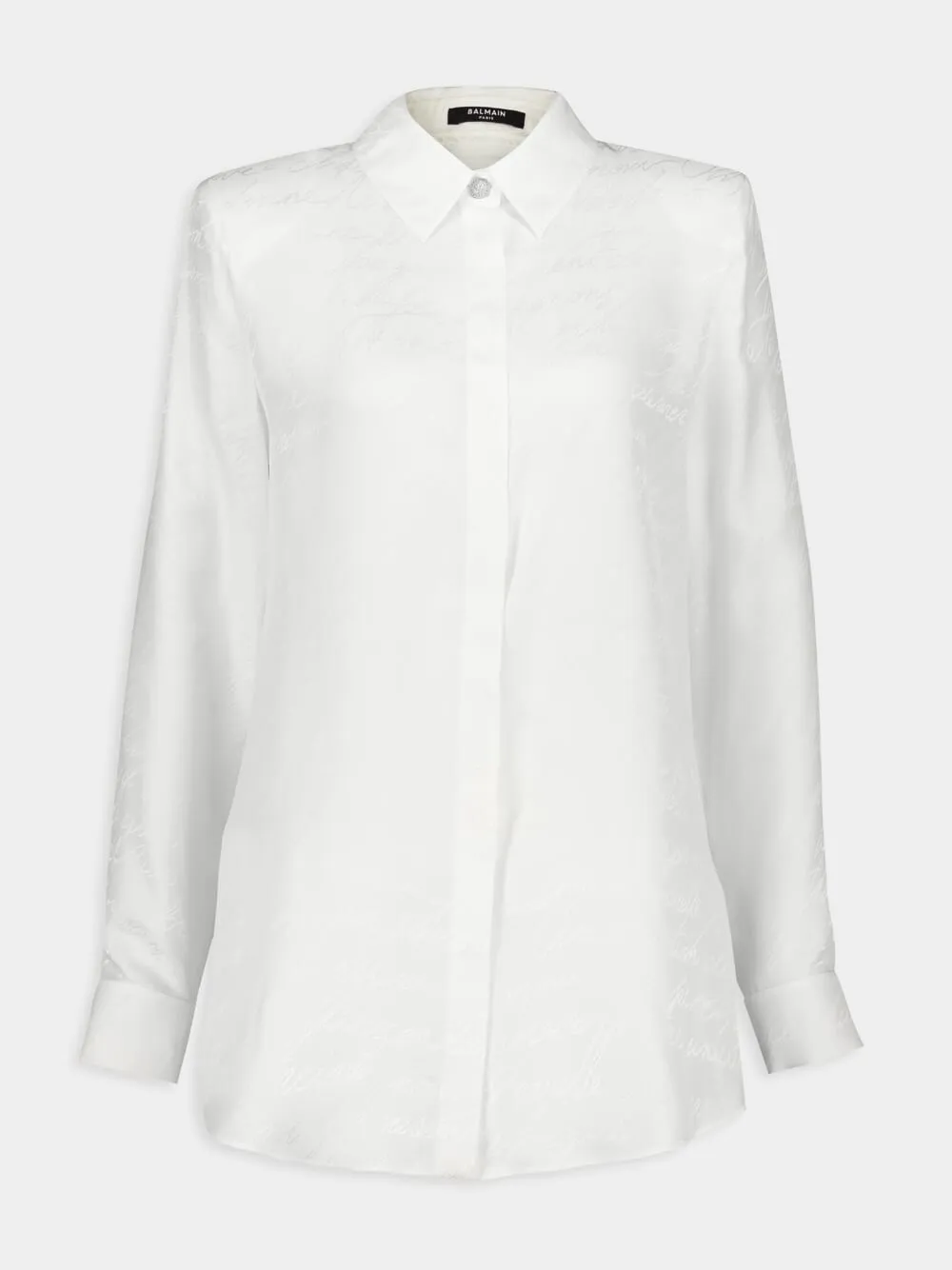 White Jacquard Long-Sleeve Shirt