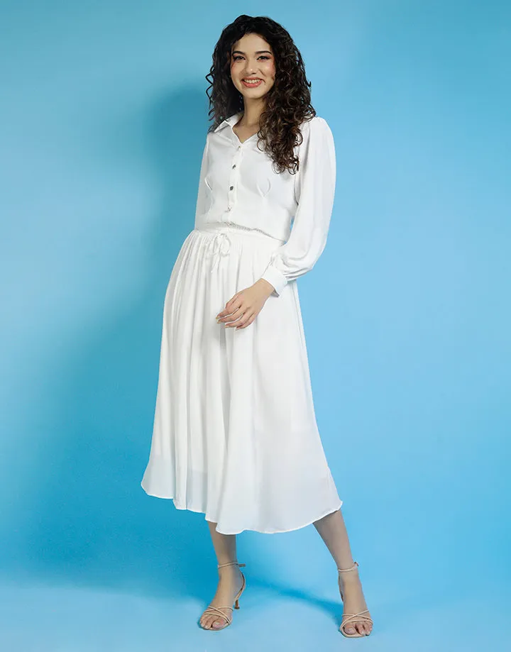 White Skirt with Tie Up Detail
