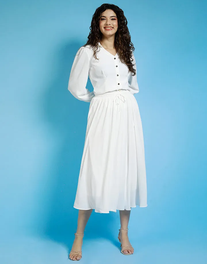 White Skirt with Tie Up Detail
