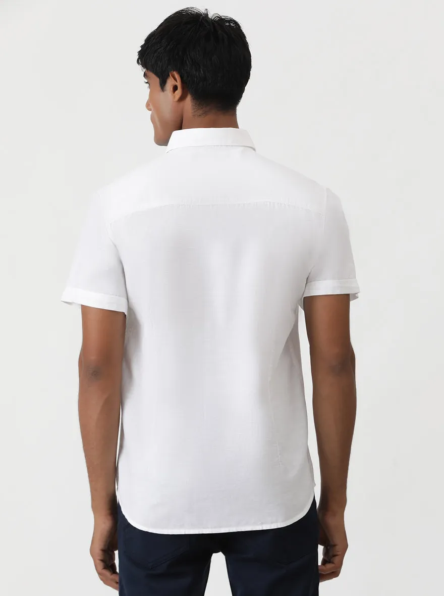 White Solid Slim Fit Casual Shirt | Greenfibre