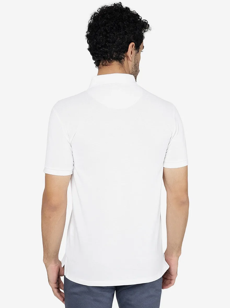 White Solid Slim Fit Polo T-Shirt | JadeBlue
