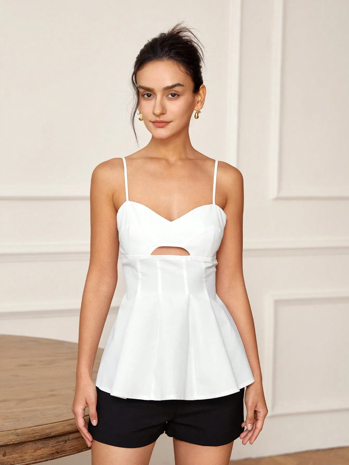 White Strappy Cutout Top