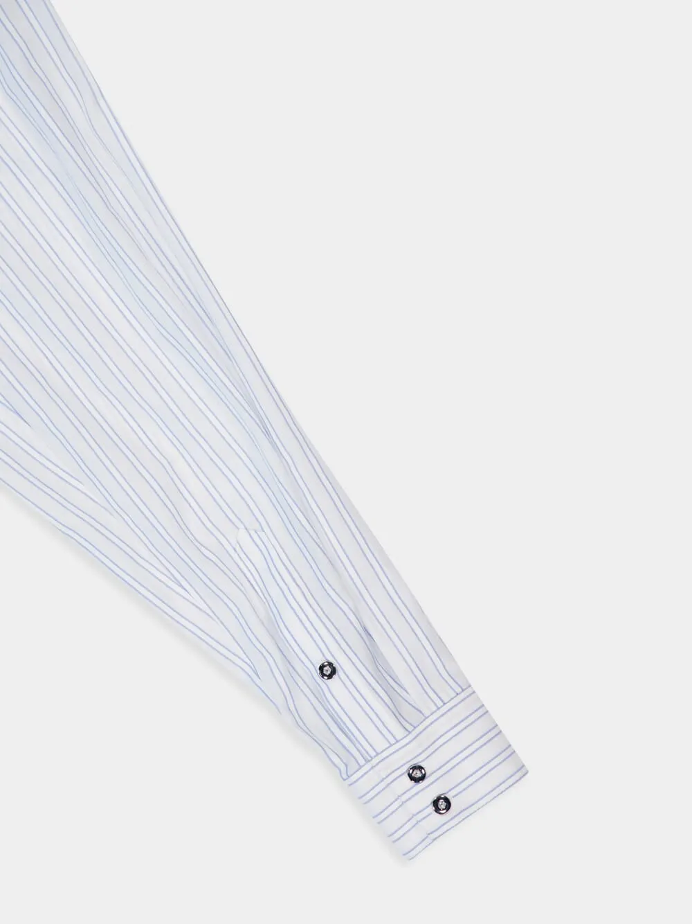 White Striped Cotton Poplin Shirt with Belt Detail