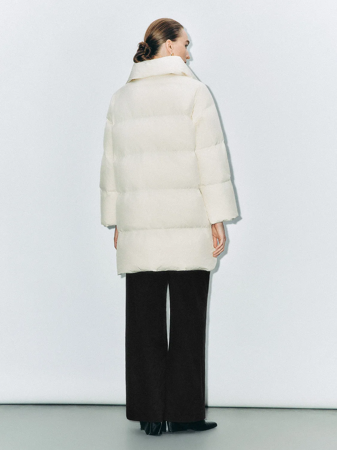 Wide Lapel Padded Down Outerwear Jackets